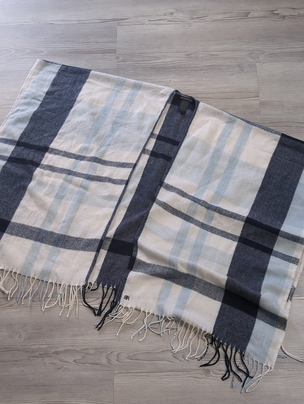 Banana Republic Plaid Cashmere Wool Blend Ruana Poncho Wrap One Size